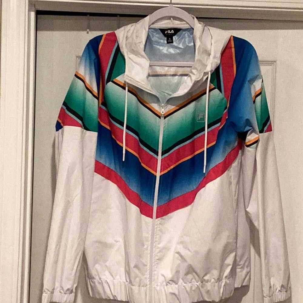Retro Style Women’s Colorful Windbreaker Jacket Size XL